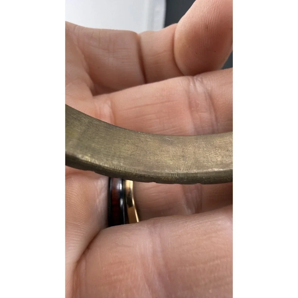 Vintage Bangle Bracelet Gold Tone Crushed Stone‎ 8